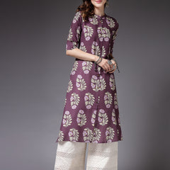 Stylum Women's Printed Rayon A-Line Kurta (NORAMAUVE)