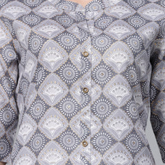 Stylum Women's Printed Cotton Blend Kurta Pant Set (NORWAYGREY)