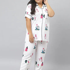 Stylum Women's Animal Print Rayon Plus Size Night Suit Set (Nist0015)