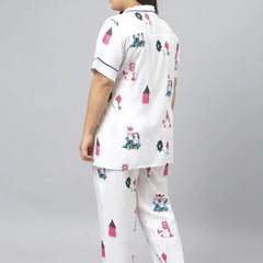 Stylum Women's Animal Print Rayon Plus Size Night Suit Set (Nist0015)