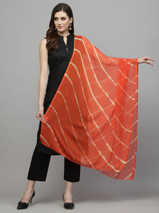 Stylum Women's Lehariya Printed Chiffon Dupatta (ORANGELEHRIYA)