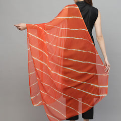 Stylum Women's Lehariya Printed Chiffon Dupatta (ORANGELEHRIYA)