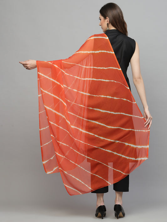 Stylum Women's Lehariya Printed Chiffon Dupatta (ORANGELEHRIYA)