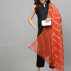 Stylum Women's Lehariya Printed Chiffon Dupatta (ORANGELEHRIYA)