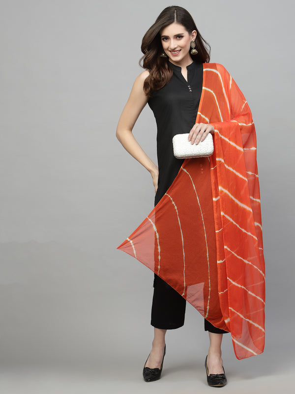 Stylum Women's Lehariya Printed Chiffon Dupatta (ORANGELEHRIYA)