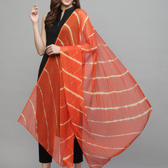 Stylum Women's Lehariya Printed Chiffon Dupatta (ORANGELEHRIYA)