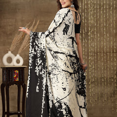 Off White Satin Saree