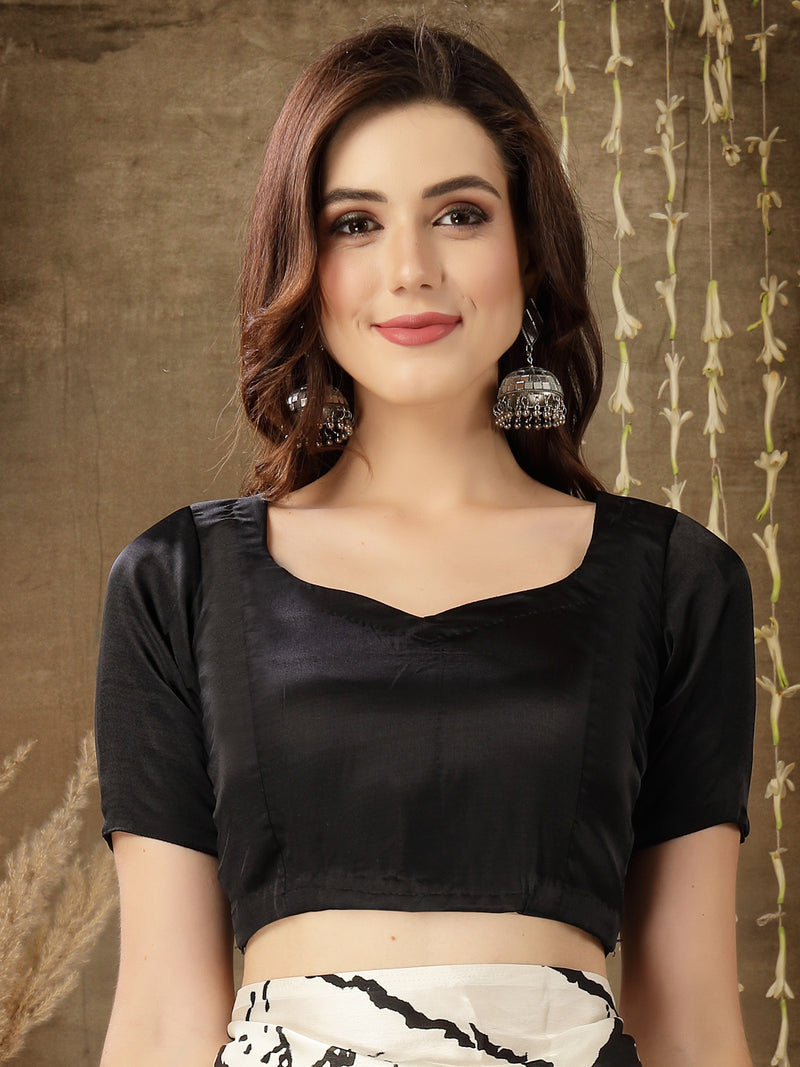 Stylum Women's Tie & Dye Print Satin Saree (Offwhiteshakira)