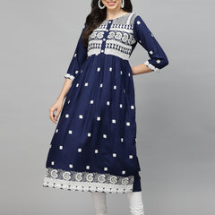 Stylum Women's Embroidered Rayon Flared kurta (PARINAVY)