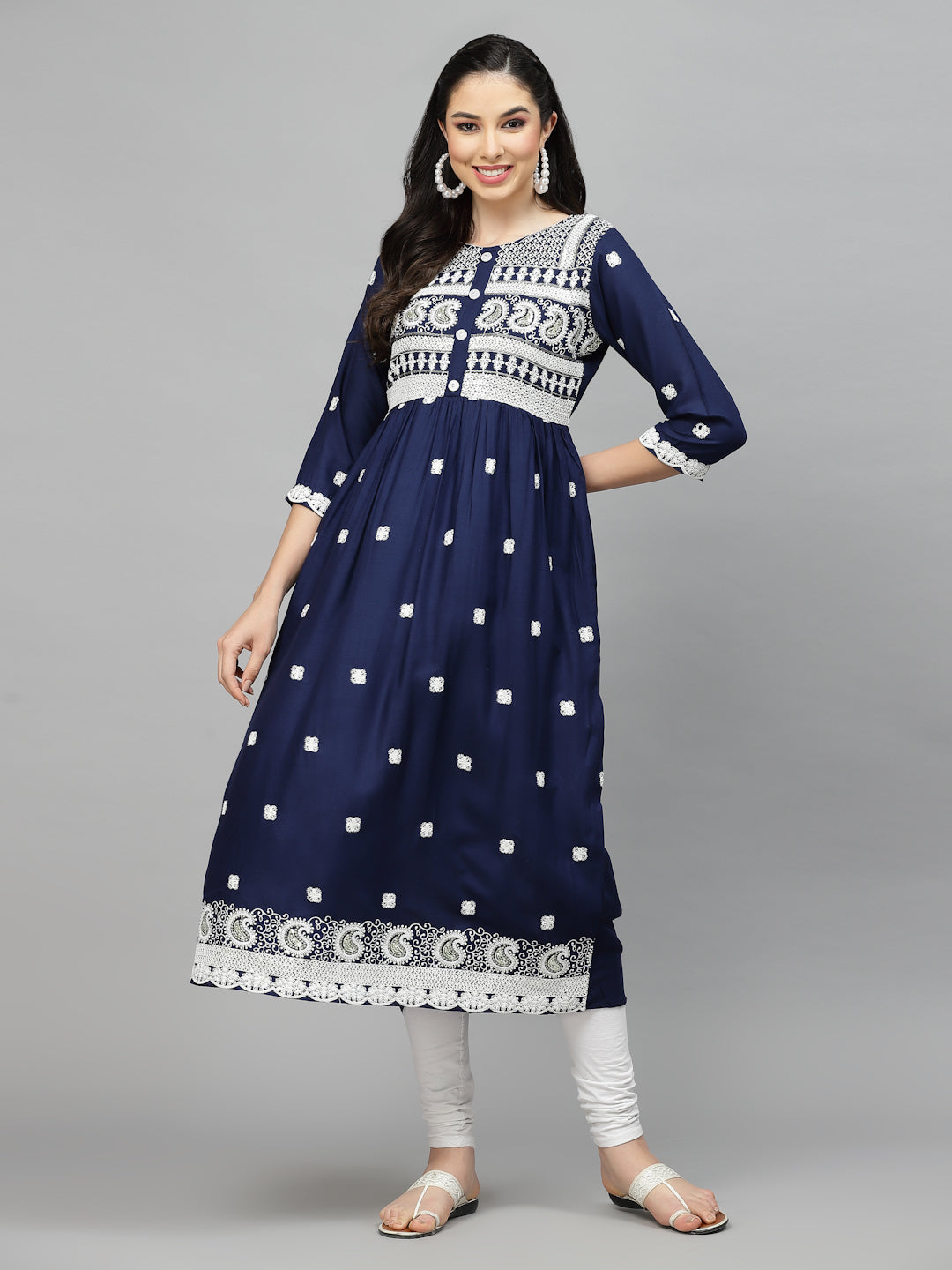 Stylum Women's Embroidered Rayon Flared kurta (PARINAVY)