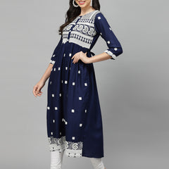 Stylum Women's Embroidered Rayon Flared kurta (PARINAVY)