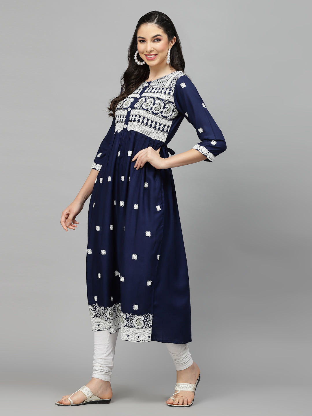 Stylum Women's Embroidered Rayon Flared kurta (PARINAVY)