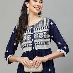 Stylum Women's Embroidered Rayon Flared kurta (PARINAVY)