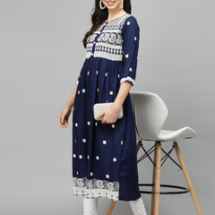 Stylum Women's Embroidered Rayon Flared kurta (PARINAVY)