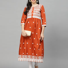 Stylum Women's Embroidered Rayon Flared kurta (PARIRUST)