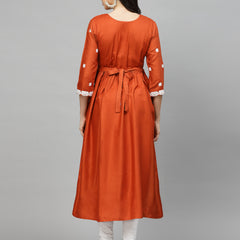 Stylum Women's Embroidered Rayon Flared kurta (PARIRUST)