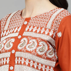 Stylum Women's Embroidered Rayon Flared kurta (PARIRUST)