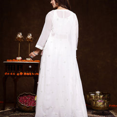 Stylum Women's White Embellished Party Wear Georgette Palazzo & Blouse with Jacket (PCJCHARMYWHITE)