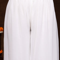 Stylum Women's White Embellished Party Wear Georgette Palazzo & Blouse with Jacket (PCJCHARMYWHITE)