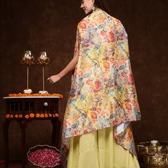 Stylum Women's Beige Printed Party Wear Georgette Palazzo & Blouse with Jacket (PCJPOTTERBEIGE)