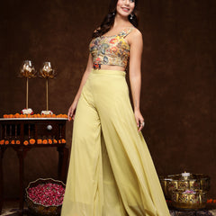 Stylum Women's Beige Printed Party Wear Georgette Palazzo & Blouse with Jacket (PCJPOTTERBEIGE)