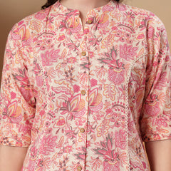 Stylum Women's Pink Floral Printed Rayon A-Line Kurta (PINKARMAF)