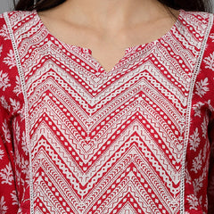 Stylum Women's Floral Printed Cotton A-Line Kurta (PINKFIZZ)