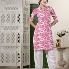 Stylum Women's Paisley Printed Rayon Straight Kurta (PINKPARLE)