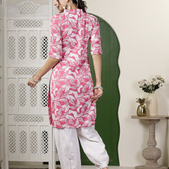 Stylum Women's Paisley Printed Rayon Straight Kurta (PINKPARLE)