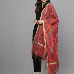 Stylum Women's Self Design Silk Blend Dupatta-PINKTOLA