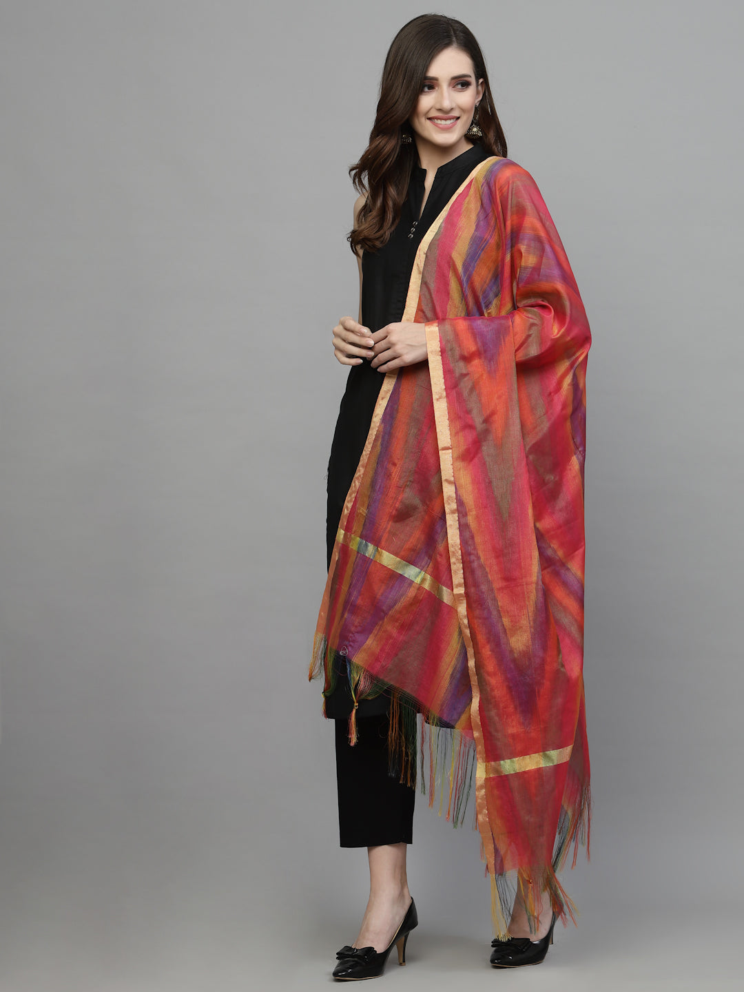 Stylum Women's Self Design Silk Blend Dupatta-PINKTOLA