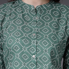 Stylum Women's Bandhej Printed Cotton A-Line Kurta (PISTATARA)