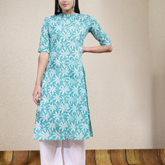 Stylum Women's Floral Printed Cotton A-Line Kurta (PLUTO)