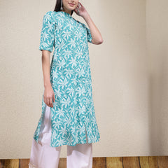 Stylum Women's Floral Printed Cotton A-Line Kurta (PLUTO)