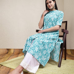 Stylum Women's Floral Printed Cotton A-Line Kurta (PLUTO)