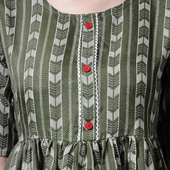 Stylum Women's Self Design Cotton Blend Maxi Dress (POPPYGREEN)