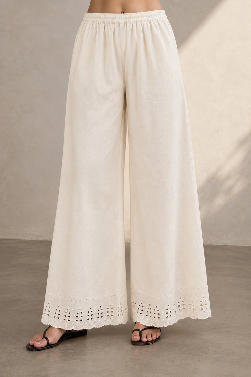 Stylum Women’s Beige Solid Rayon Flex Wide Leg Trouser (PTBEIGEVASTU)