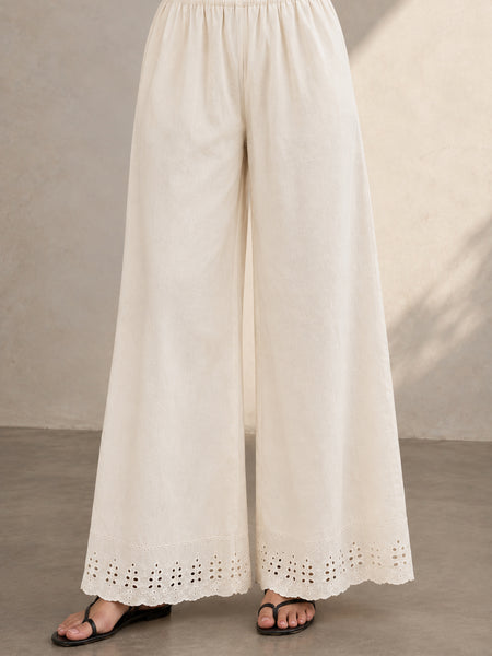 Stylum Women’s Beige Solid Rayon Flex Wide Leg Trouser (PTBEIGEVASTU)