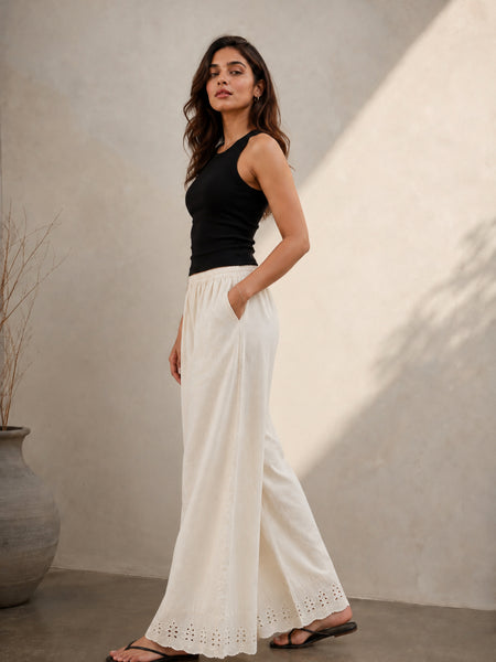 Stylum Women’s Beige Solid Rayon Flex Wide Leg Trouser (PTBEIGEVASTU)