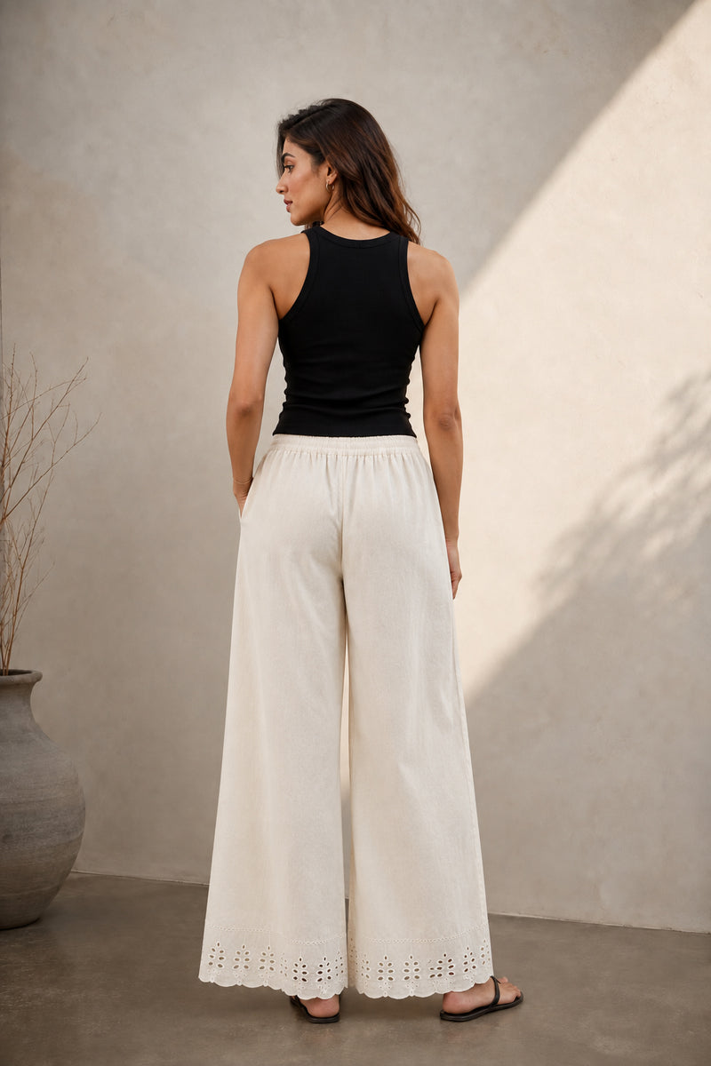 Stylum Women’s Beige Solid Rayon Flex Wide Leg Trouser (PTBEIGEVASTU)