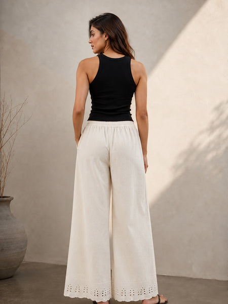 Stylum Women’s Beige Solid Rayon Flex Wide Leg Trouser (PTBEIGEVASTU)