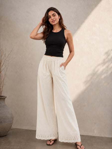 Stylum Women’s Beige Solid Rayon Flex Wide Leg Trouser (PTBEIGEVASTU)