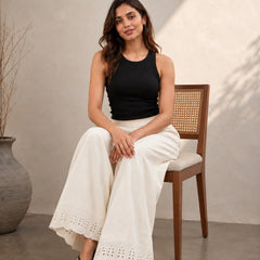 Stylum Women’s Beige Solid Rayon Flex Wide Leg Trouser (PTBEIGEVASTU)
