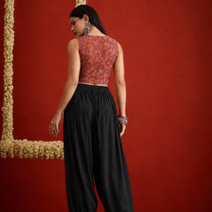 Stylum Women's Black Solid Rayon Balloon Pant (PTBLACKCAMP)