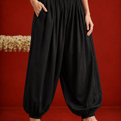 Stylum Women's Black Solid Rayon Balloon Pant (PTBLACKCAMP)
