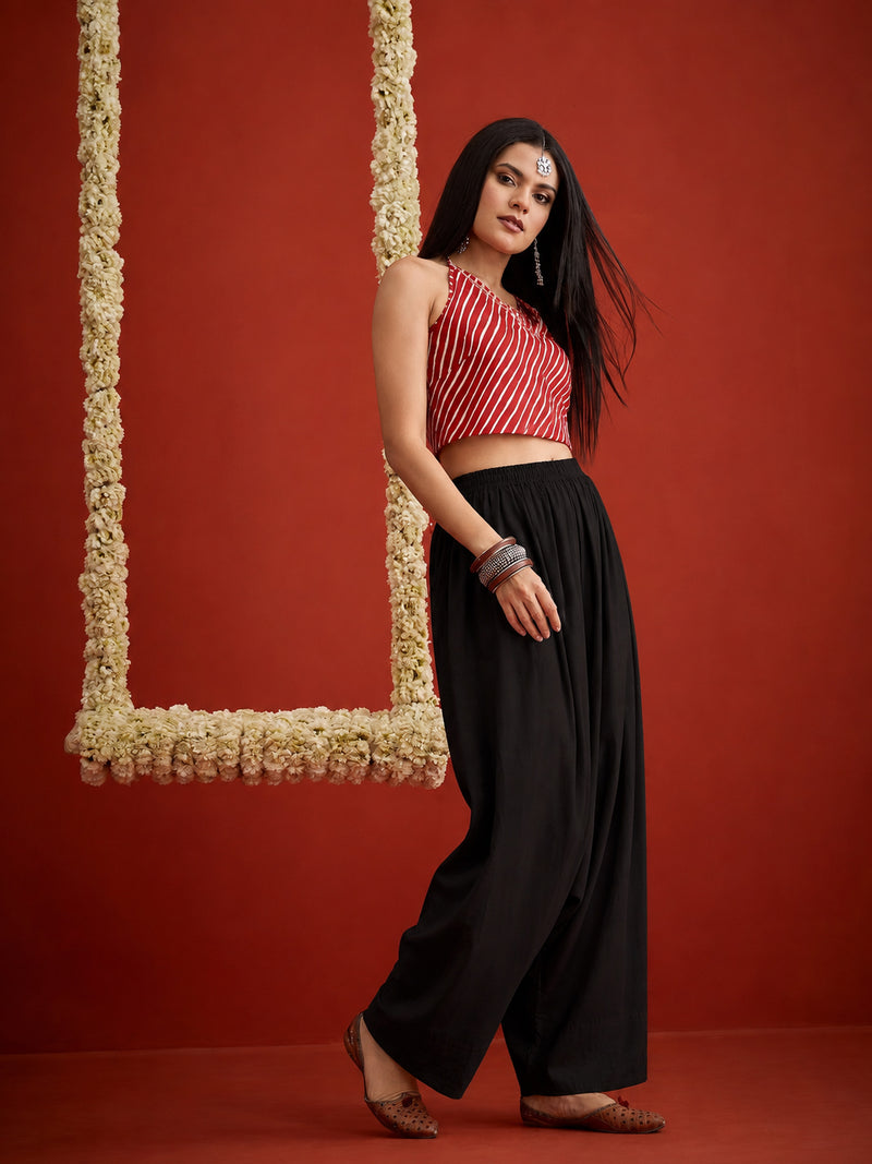 Stylum Women's Black Solid Rayon Farshi Salwar (PTBLACKSETHI)