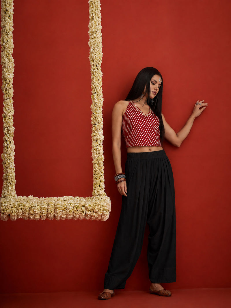 Stylum Women's Black Solid Rayon Farshi Salwar (PTBLACKSETHI)
