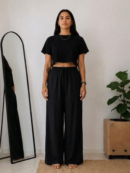 Women's Wide Leg Palazzo Pants - Black