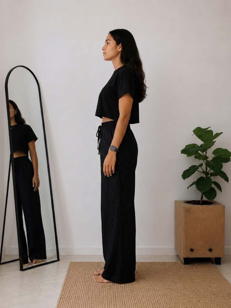 Women’s Off White Wide Leg Palazzo Pants (PTBLACKSIMBA)