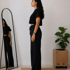 Women’s Off White Wide Leg Palazzo Pants (PTBLACKSIMBA)